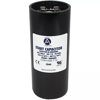 Appli Parts Motor Start Capacitor 650-780 Mfd (microfarads) UF 110-125 VAC Unive • $18.70