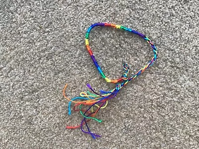 Multicoloured Rainbow Colours Woven Cotton Gay Pride Friendship Bracelet • £2.50