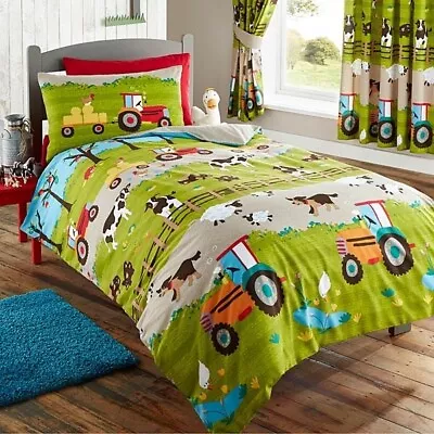 Farmyard Duvet Set - Cover And Pillowcase - Tractor Cow  CLEARANCE • £17.99