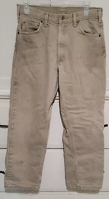 Carhartt Men's B162 Tan Flannel Lined Work Jeans Size 30x30 • $35