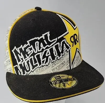 Metal Mulisha Rockstar New Era 59  Fifty Fitted 7 3/8 Yellow And Black Hat Cap • $38.49
