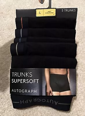 Marks & Spencer Autograph Supersoft 5pack Trunks Black Size L RRP £38 • £26.99