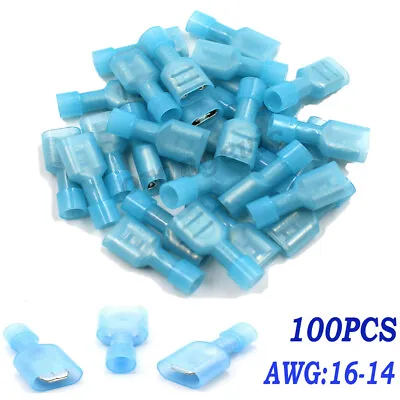 100PCS Nylon Female Male Insulated Spade Wire Connectors Crimp Terminal 16-14AWG • $8.99