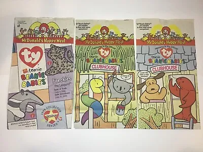 Teenie Beanie Babies McDonalds Happy Meal Bags Lot Of 3 From 1998-1999 • $5