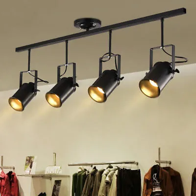 Vintage Industrial Ceiling Lamp 4 Lights Edison Track Lighting Spotlight Fixture • $109