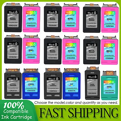 Compatible With HP 65XL 63XL 62XL 61XL 60XL 901XL 21XL 22XL 74XL 75XL Ink Lot • $24.86