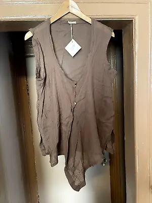 MATTA NY Taupe Sleeveless  Top Hidden Buttons  SZ L • $44.99