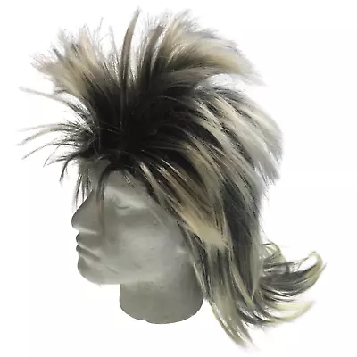 Men's Long SPIKY Wig Rock Punk 80s Fancy Dress Costume Bogan Mullet Spikey New • $14.35