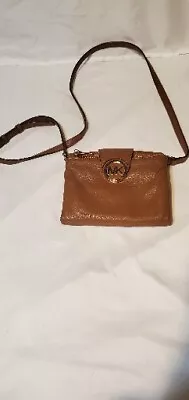 MICHAEL KORS FULTON Luggage Brown Leather Crossbody • $30.99