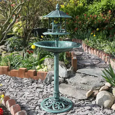 New Antique Ornamental Garden Bird Bath Lawn Sheltered Feeding Table Feed • £19.95