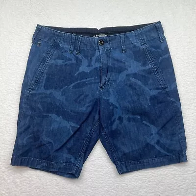 G Star Raw Shorts Mens 32 Blue Geometric Chino Designer Casual 8  Inseam • $23.62