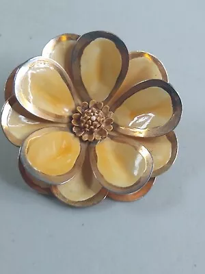 Vintage Flower Brooch Pin Gold Tone Painted  • $7.99