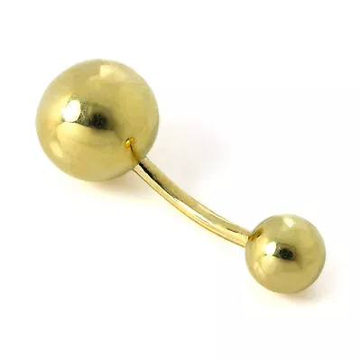 9ct Yellow Gold 8mm Ball Belly Bar Piercing Body Jewellery Plain Simple 17Ga • £50