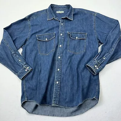 VTG  Banana Republic Denim Shirt Blue Pockets Medium Wash Mens XL • $34.88