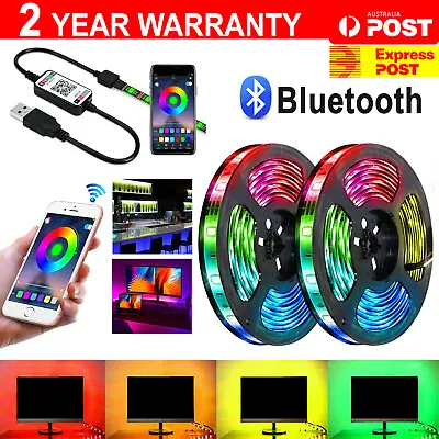 12V Bluetooth USB RGB LED Strip Lights IP65 Waterproof 5050 5M 300 LEDs AU Stock • $11.95