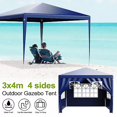 Gazebo With Sides Garden Marquee Awning Beach Party Camping Tent Canopy 3x3/4/6m • £59.99