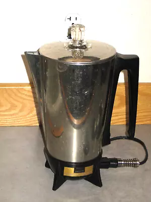 Vintage 1950s Hamilton Beach Stainless Coffee 9 Cups Percolator Rocket Look MCM • $9