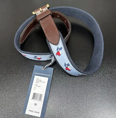 Vineyard Vines Men’s Texas Canvas Club Light Blue Belt Size 32 Texans State Belt • $45