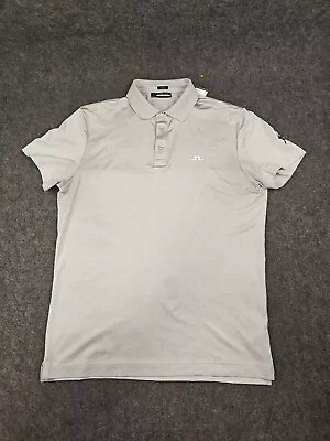 J. Lindeberg Men's Golf Performance Knit Polo Logo Short Sleeve Silver Size L • $15.99