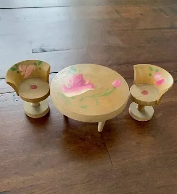 Vintage Mod (1960's) Miniature Wooden Doll House-Table/2 Chairs Set-Japan • $13