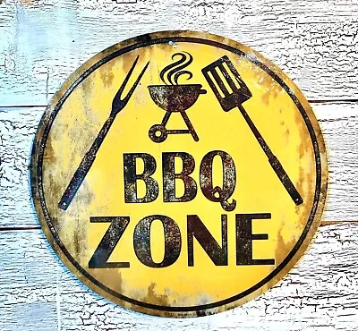 Barbecue Zone 12  Round Sign-high Quality Metal-wall Cook Grill Patio U32 • $15.99