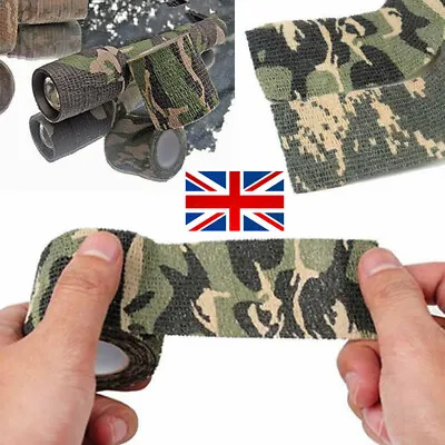 1 Roll 4.5M Metre Camo Gun Wrap Camouflage Waterproof Hunting Duct Tape • £3.59