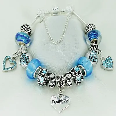 Womens Jewellery Blue Bracelet PERSONALISED Birthday Mothers Day Gifts Mum Nana • £13.95