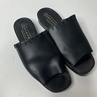 Vintage Merona Black Leather Sandals Made In Italy Women’s Size 9M • $35
