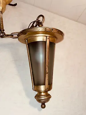 Antique Nickel Silver Tapered Hanging Light Electrified Porch Foyer Hall Lantern • £90.24