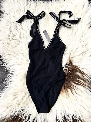 J.crew $106 Nwt Black Shoulder Tie One Piece Swim Suit Size 0 • $68