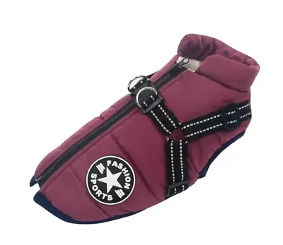 New Waterproof Winter Dog Jacket With Built Harness Large 3.5 - 5KG Purple • £11.87