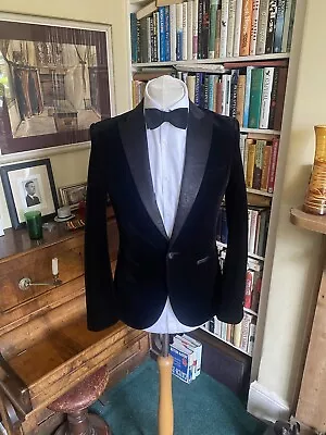 Moss Bros Of Covent Garden Black Velvet Dinner Jacket With Peak Lapels • £49.99