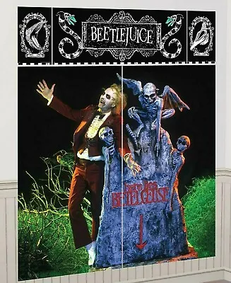 6ft Beetlejuice Graveyard Halloween Scene Setter Party Wall Decor Photo Backdrop • £3.24