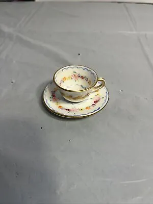 Vintage EB Foley Bone China Miniature Teacup Saucer Hand Painted Rose Floral EUC • $9.99