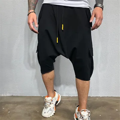 Young Men Cotton Casual Shorts 3/4 Jogger Pants Breathable Sports Hip Hop Pants • $25.18