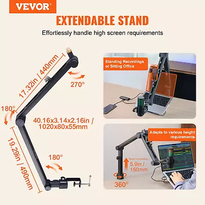 VEVOR Microphone Boom Arm With Desk Mount | Adjustable Mic Stand • $48.69