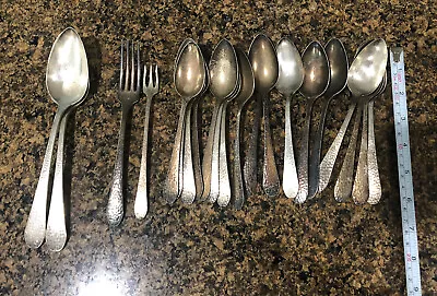 21x Vintage Silverplate Spoons Forks 1877 N.F. & Oneida Hotel Triple Plate * • $25