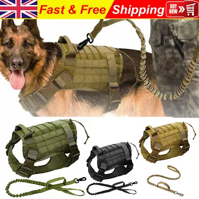 Military Tactical Dog Harness With Handle No-pull Metal Dog Vest UK Working Dog • £19.42
