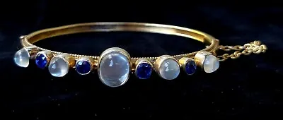 Antique  15K  Gold Moonstone & Sapphire Bracelet 12.5g • $2999.99