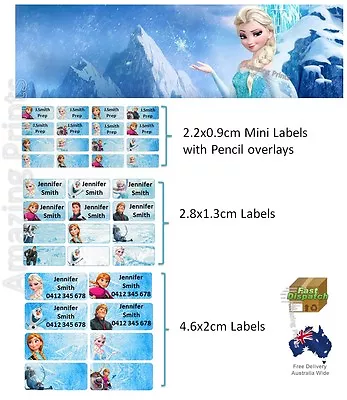 Frozen Vinyl Personalised Name Label Sticker School Book Pencil Texta Tag Girl 2 • $3.46