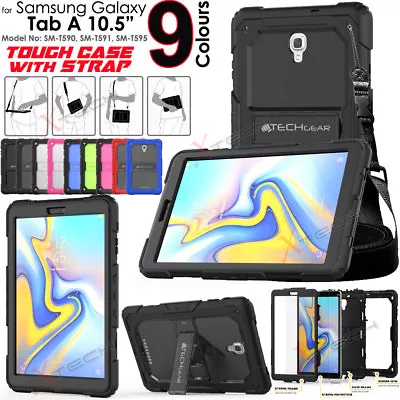 Samsung Galaxy Tab A 10.5  SM-T590 Tough Rugged Armour SHOULDER STRAP Case Cover • £13.95