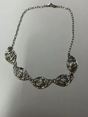 Hagit Gorali Israel Sterling Pendant Necklace Pearl Station 17.5 !!! • $150