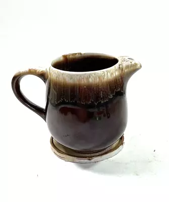 Vintage McCoy Pottery Creamer Syrup Pitcher MCM Brown Drip Glazed  4” USA • $10.20