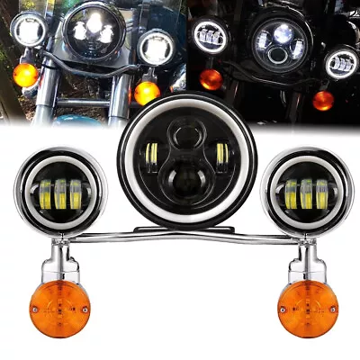 7  LED Headlight+ 4.5 Passing Lights Bar For Yamaha V Star 650 XVS650A Classic • $179.99