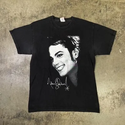 Michael Jackson T-Shirt Y2K Music Graphic Band Tour Tee Black Mens Large • £21
