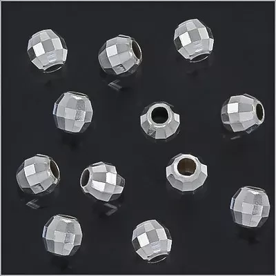 30 Sterling Silver Faceted Round Disco Spacer Beads 3mm #51065 • $6.09