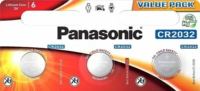 3 X PANASONIC® CR2032 3V Lithium Coin Cell Button Batteries DL2032 Long Exp • £2.84
