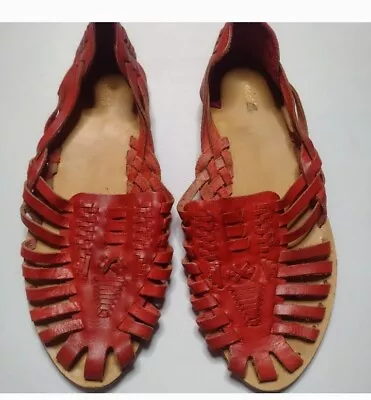 Ecote Women's Huaraches Sandals 7 Red Southwestern Y2K B8 • $7.98