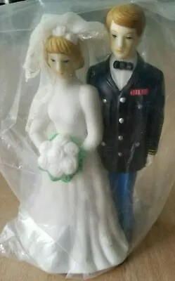 Ceramic Military Groom & Bride Wedding Cake Topper • $30