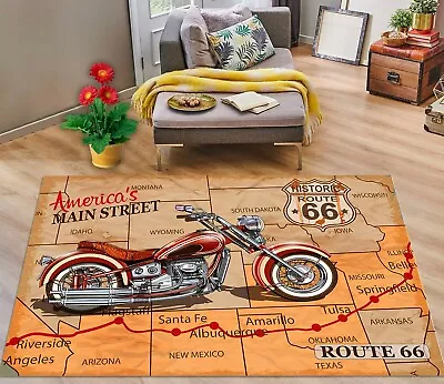 Route 66 RugMotorcycle Road RugGarage RugAmerican Highway RugRetro Road Rug • $13.95